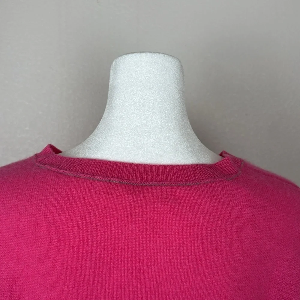 Lisa Todd Teddy Bear Graphic Intarsia Cashmere Sweater – Bright Pink – Size XL
